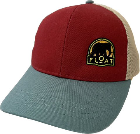 FLOAT Elephant Hat 2023- Authentic Pigment Tri-Color Trucker Cap - Chili/Bluegrass/Khaki