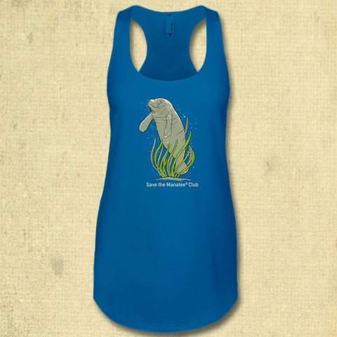 Save the Manatee - Ladies Racerback Tank - Turquoise
