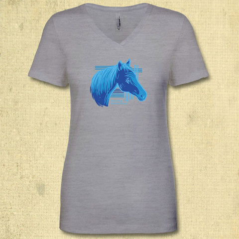 Horse Plus Humane Society - Ladies Fitted V-Neck - Heather Gray
