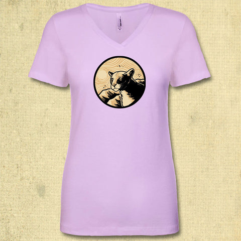 Mountain Lion Foundation - Ladies Fitted V-Neck - Lilac