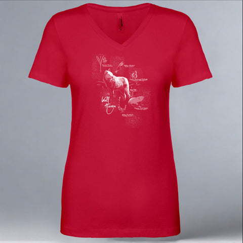 Wolf Haven - Ladies Fitted V-Neck - Red