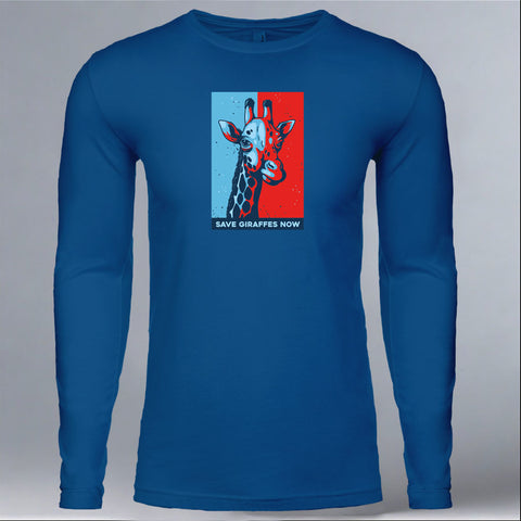 Save Giraffes Now - Adult Long Sleeve - Cool Blue