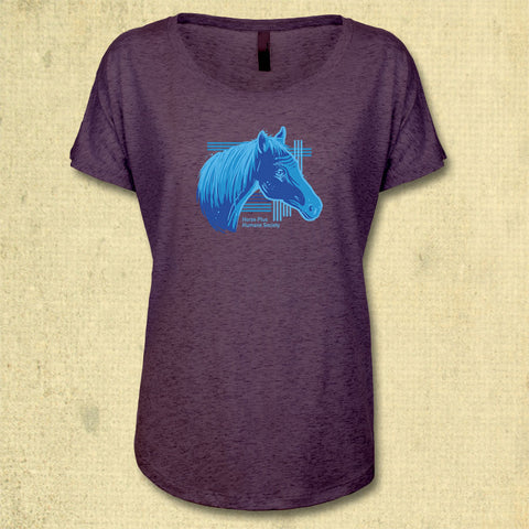 Horse Plus Humane Society - Ladies Triblend Dolman - Vintage Purple