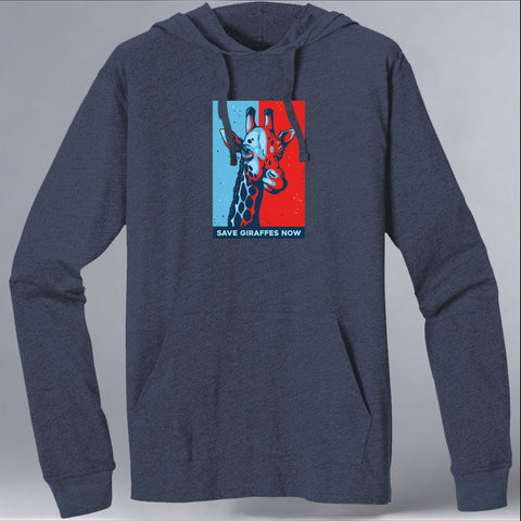 Save Giraffes Now - EcoBlend Hooded Tee - Water
