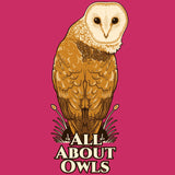 All About Owls - Ladies V-Neck - Raspberry