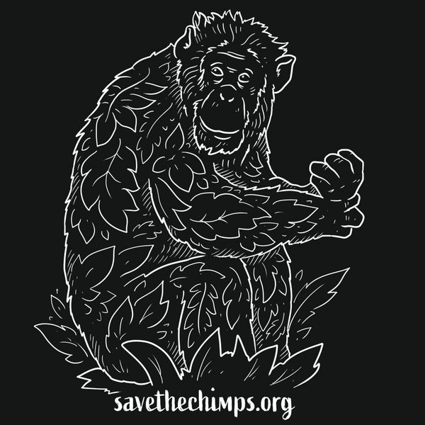 Save the Chimps - Gildan Adult Heavy Blend™ 8 oz., 50/50 Hooded Sweatshirt - Black