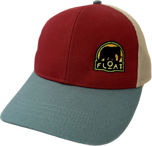 FLOAT Elephant Hat 2023- Authentic Pigment Tri-Color Trucker Cap - Chili/Bluegrass/Khaki