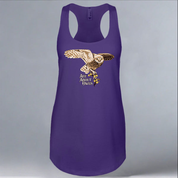 All About Owls - Ladies Racerback Tank - Purple Rush