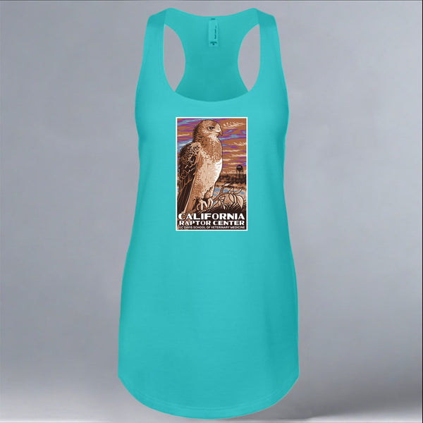 California Raptor Center - Ladies Racerback Tank - Tahiti Blue