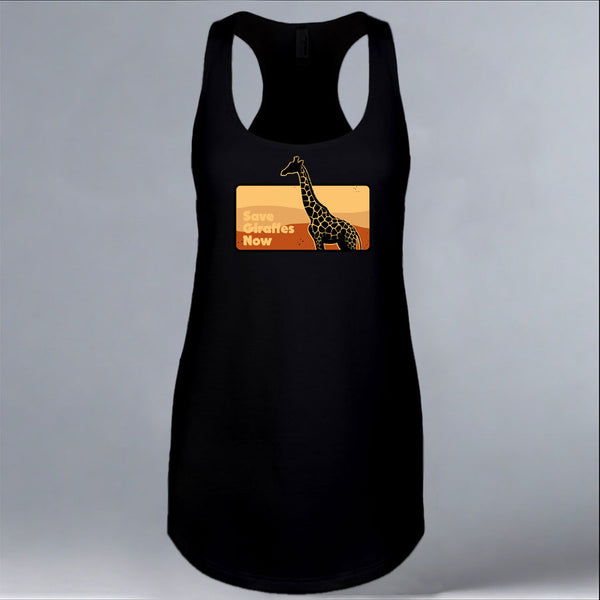 Save Giraffes Now - Ladies Racerback Tank - Black