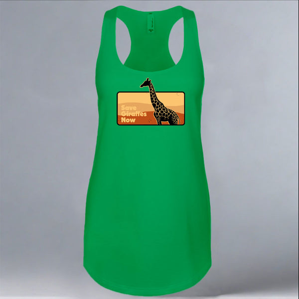 Save Giraffes Now - Ladies Racerback Tank - Kelly