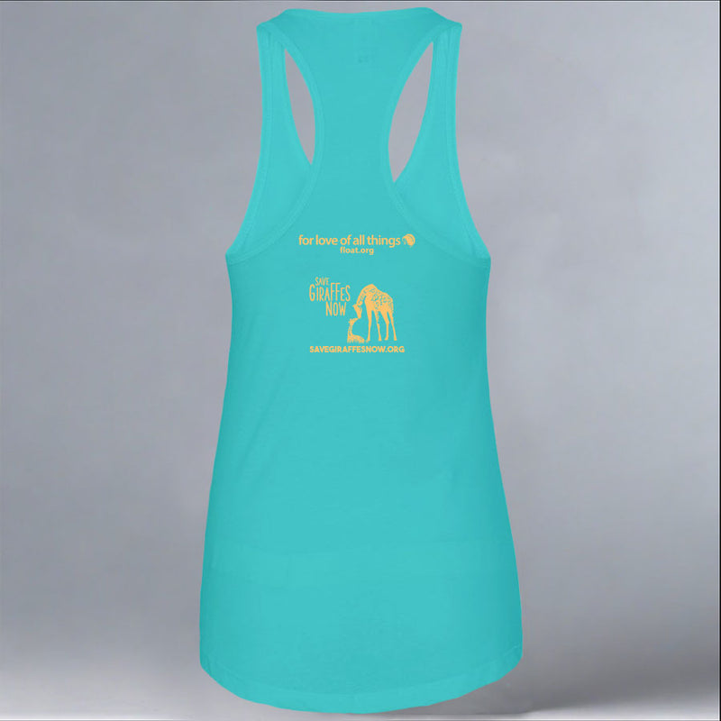 Save Giraffes Now - Ladies Racerback Tank - Tahiti Blue
