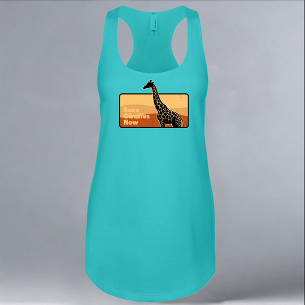 Save Giraffes Now - Ladies Racerback Tank - Tahiti Blue