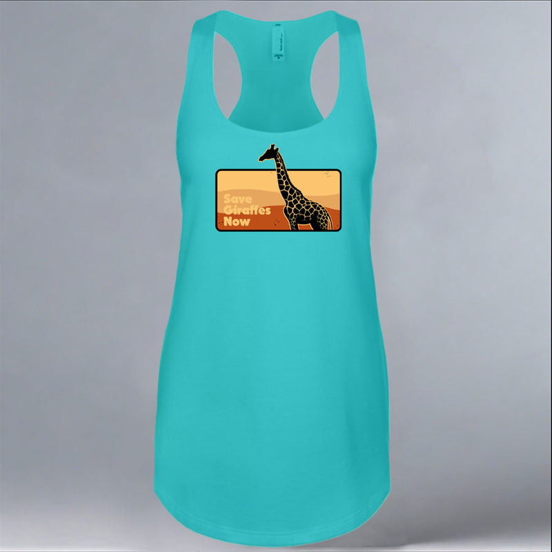 Save Giraffes Now - Ladies Racerback Tank - Tahiti Blue