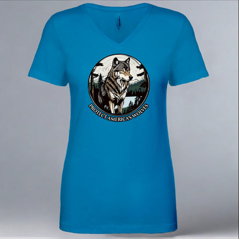 Project Coyote - Ladies Fitted V-Neck - Turquoise