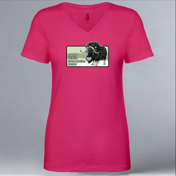 Alaska Wildlife Conservation Center - Ladies V-Neck - Raspberry