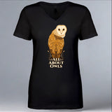 All About Owls - Ladies V-Neck - Black