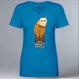 All About Owls - Ladies V-Neck - Turquoise