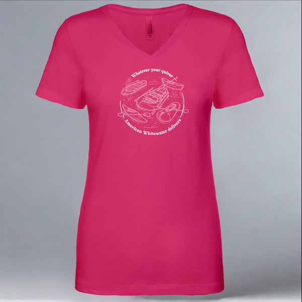 American Whitewater - Ladies V-Neck - Raspberry