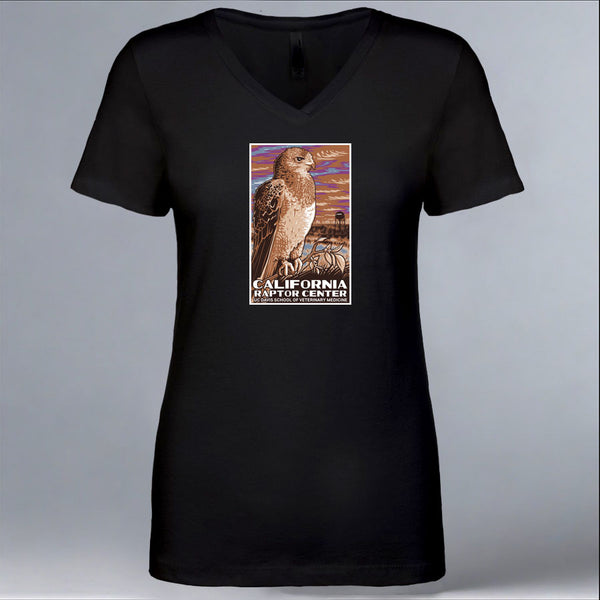 California Raptor Center - Ladies V-Neck - Black
