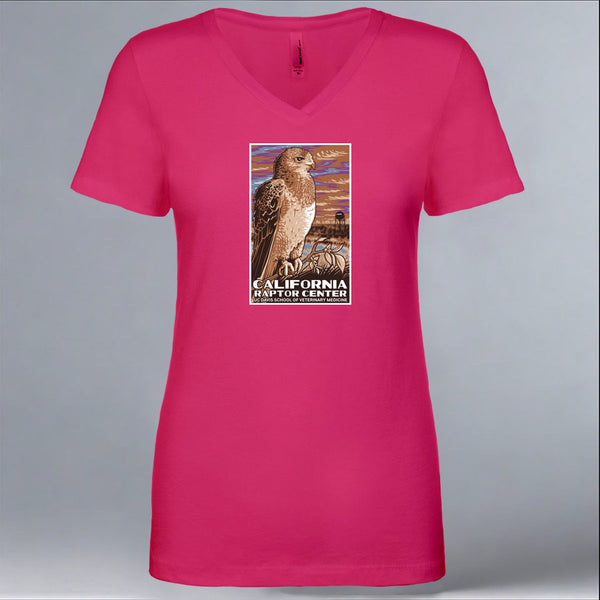 California Raptor Center - Ladies V-Neck - Raspberry