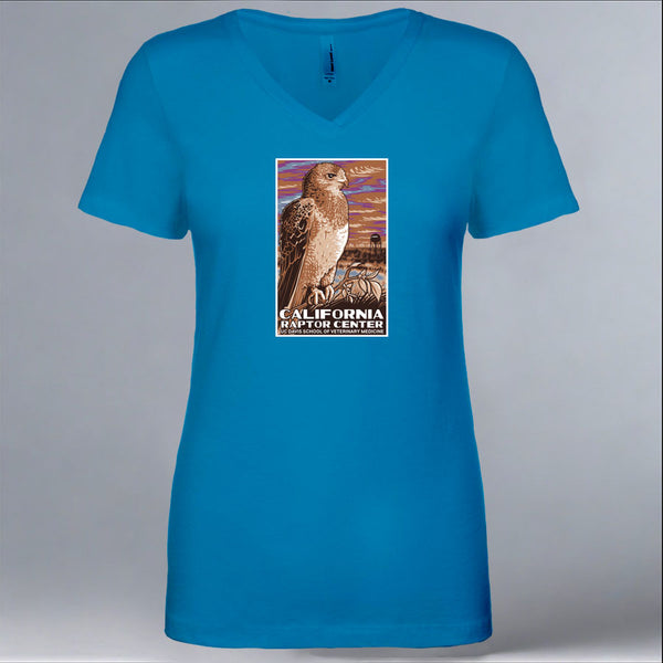 California Raptor Center - Ladies V-Neck - Turquoise
