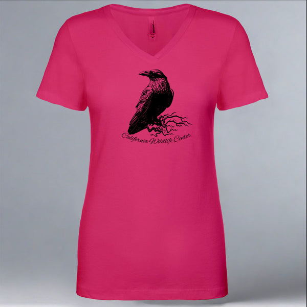 California Wildlife Center - Ladies V-Neck - Raspberry