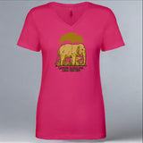 Following Giants - Ladies V-Neck - Raspberry