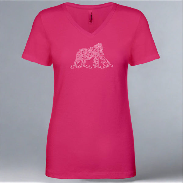 Gorilla Doctors - Ladies V-Neck - Raspberry