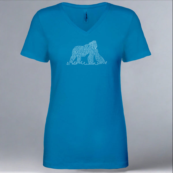 Gorilla Doctors - Ladies V-Neck - Turquoise