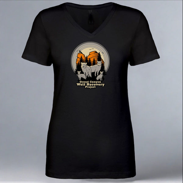 Grand Canyon Wolf Recovery Project - Ladies Fitted V-Neck - Black