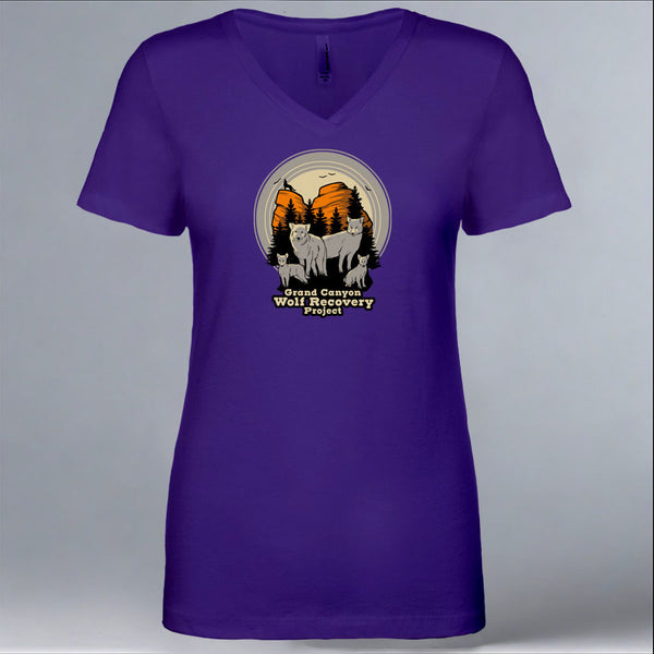 Grand Canyon Wolf Recovery Project - Ladies Fitted V-Neck - Purple Rush