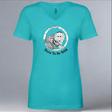 Jungle Friends - Ladies V-Neck - Tahiti Blue