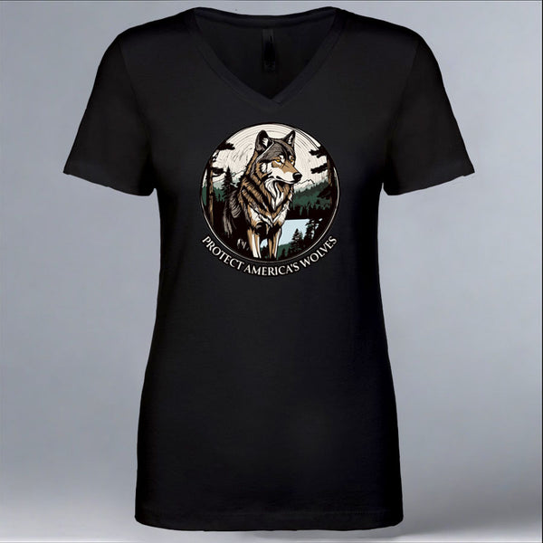 Project Coyote - Ladies Fitted V-Neck - Black