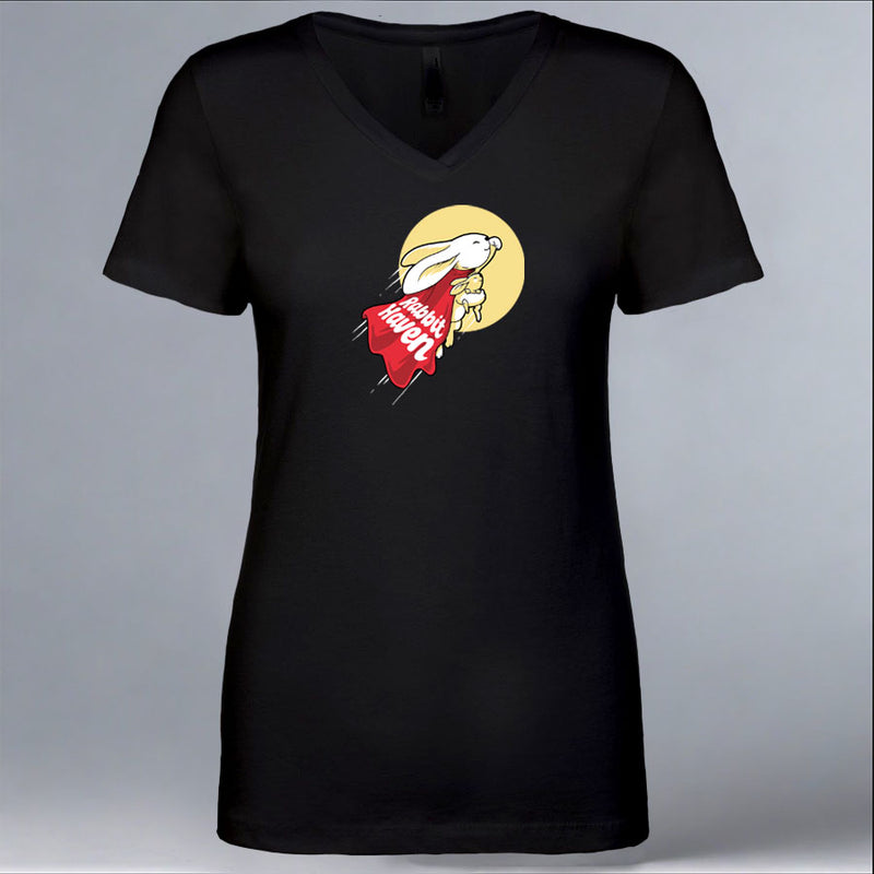 Rabbit Haven - Ladies V-Neck - Black