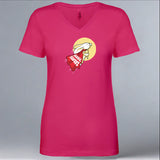 Rabbit Haven - Ladies V-Neck - Raspberry