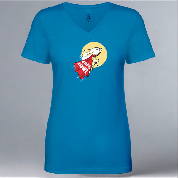 Rabbit Haven - Ladies V-Neck - Turquoise