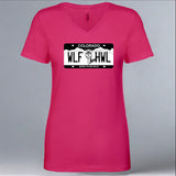 Rocky Mountain Wolf Project - Ladies V-Neck - Raspberry