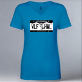Rocky Mountain Wolf Project - Ladies V-Neck - Turquoise