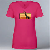 Save Giraffes Now - Ladies V-Neck - Raspberry