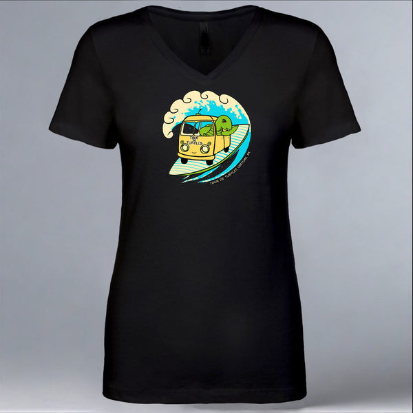 Tour de Turtles - Ladies V-Neck - Black