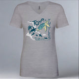 Tour de Turtles - Ladies V-Neck - Heather Gray