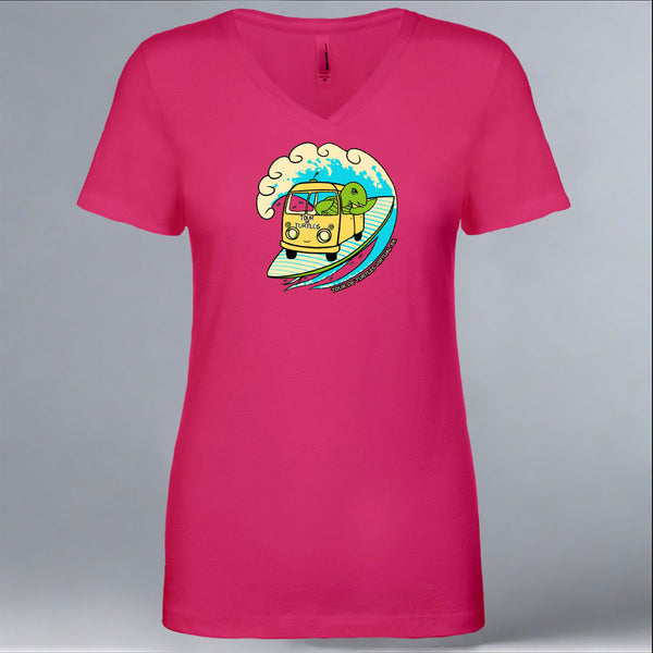 Tour de Turtles - Ladies V-Neck - Raspberry