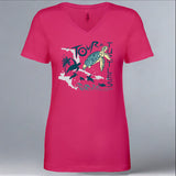 Tour de Turtles - Ladies V-Neck - Raspberry