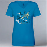 Tour de Turtles - Ladies V-Neck - Turquoise