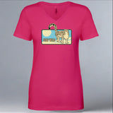 Snow Leopard Trust - Ladies V-Neck - Raspberry