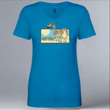 Snow Leopard Trust - Ladies V-Neck - Turquoise