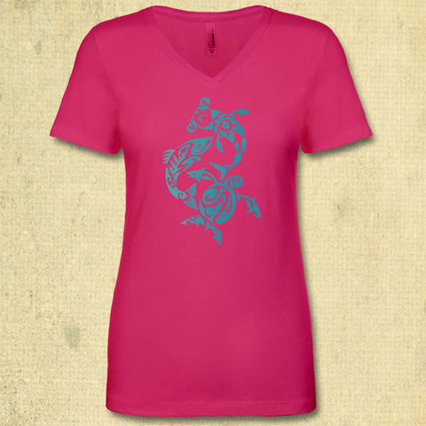 TIRN - Ladies Fitted V-Neck - Raspberry