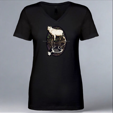 Wolf Haven - Ladies Fitted V-Neck - Black