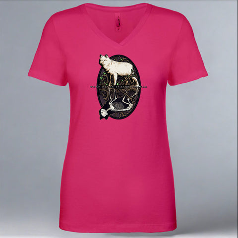 Wolf Haven - Ladies Fitted V-Neck - Raspberry